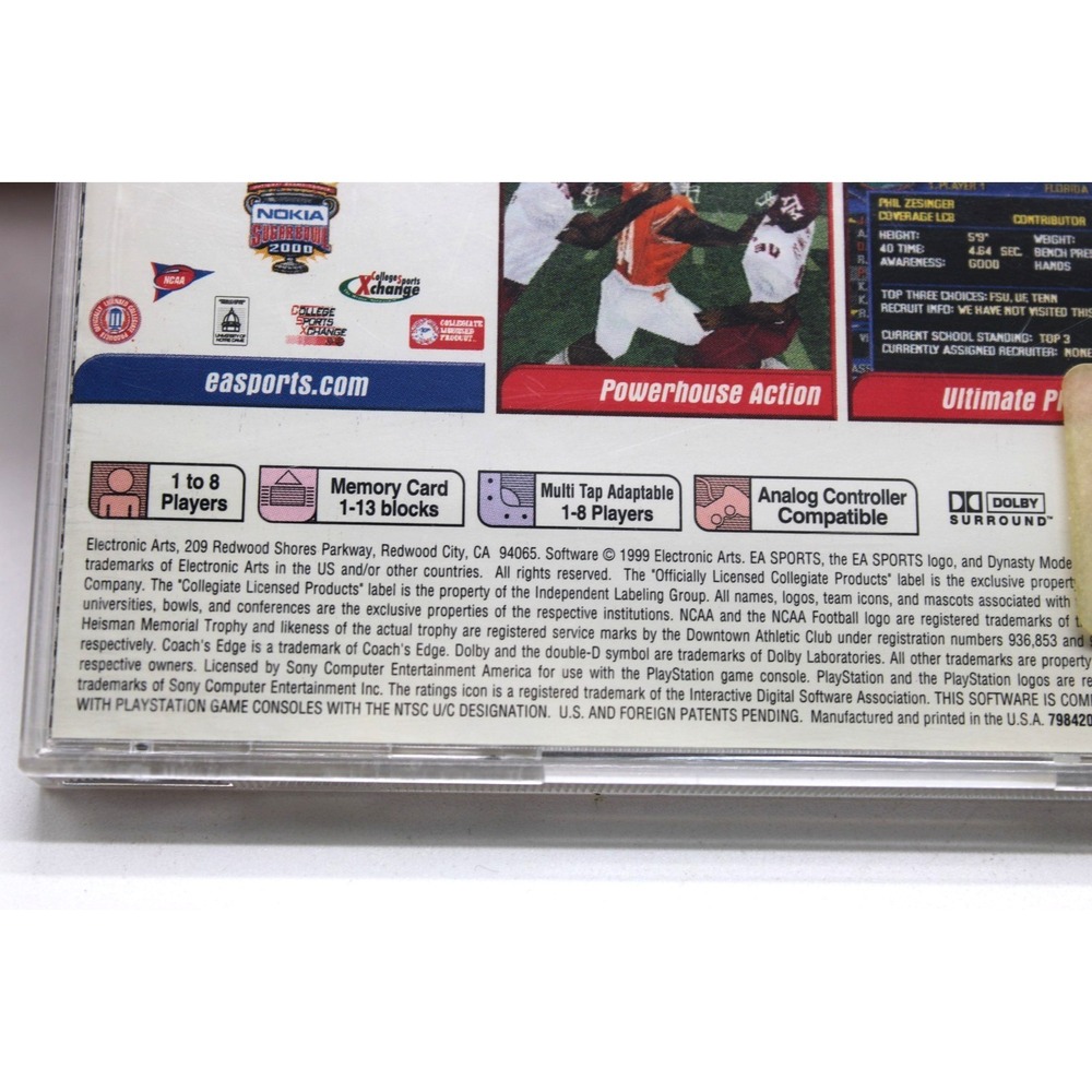 PS1 NCAA Football 2000 (PlayStation 1) CIB COMPLETE w/ Manual + Reg Card - Picture 5 of 10